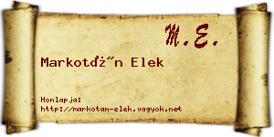 Markotán Elek névjegykártya